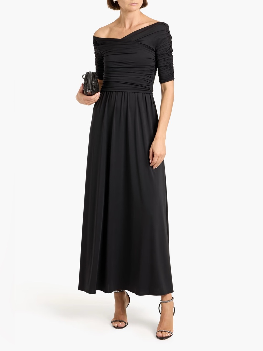 Charlotte off-the-shoulder ruched stretch-jersey maxi dress